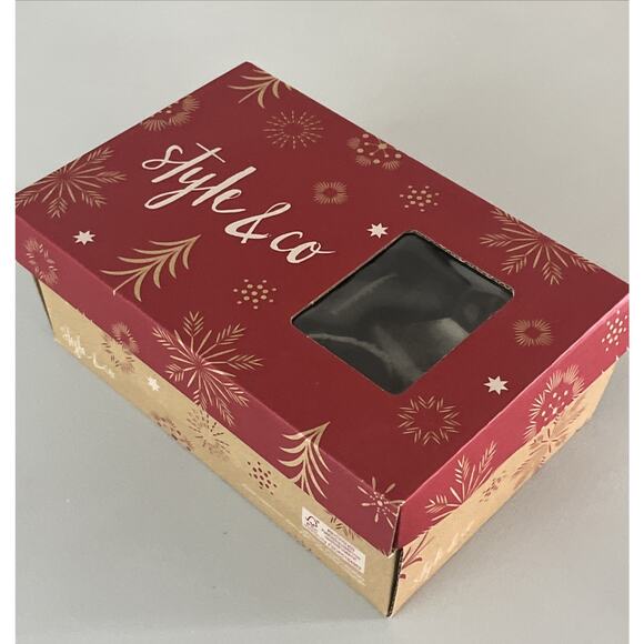 Style & Co Leather and Faux Fur Slippers Womens 7 Black Slip On Slides Cushioned - Picture 8 of 8